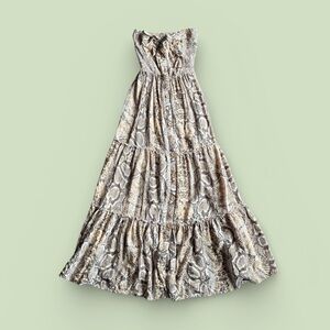 Blue Island Animal Print Strapless Dress